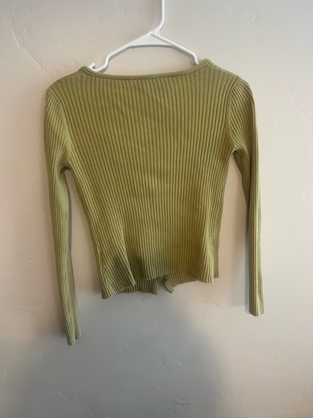 Find Me Now Green Ribbed V-Neck Ruffle-Front Top - Picture 4 of 4